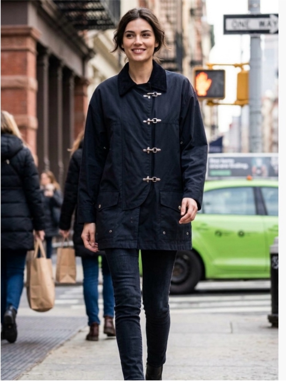 Women's Navy Toggle Coat - Classic Casual Jacket ~ Size Medium